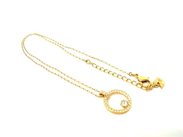 Chromium - ■美品■ SWAROVSKI スワロフスキー クリスタル ラインストーン ネックレス ペンダント アクセサリー レディース ゴールド系 DK3576