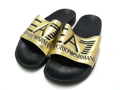 EMPORIO ARMANI エンポリオアルマーニ ロゴ ラバー サンダル 表記サイズ 41(約26cm) 靴 シューズ ブラック系×ゴールド系 DH9610 EMPORIO ARMANI エンポリオアルマーニ ロゴ ラバー サンダル 表記サイズ 41(約26cm) 靴 シューズ ブラック系×ゴールド系 DH9610