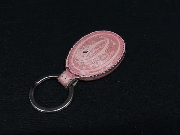 Cartier カルティエ 2Cロゴ レザー キーホルダー キーリング バッグチャーム キー...