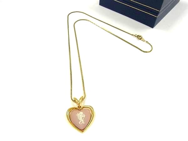 ■美品■ WEDGWOOD ウェッジウッド ジャスパー ハート ネックレス ペンダント アクセサリー レディース ゴールド系 DI1220