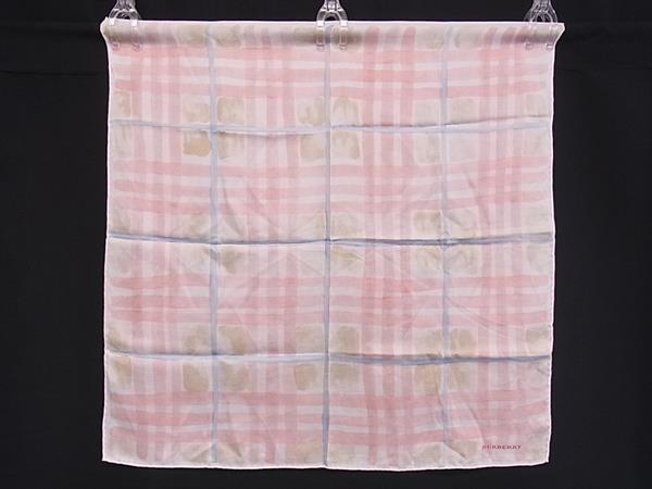 ■美品■ BURBERRY バーバリー ノバチェック スカーフ ポケットチーフ レディース ピンク系×ブルー系 DM1617