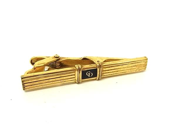 ChristianDior クリスチャンディオール ヴィンテージ タイクリップ ネクタイピン アクセサリー メンズ ゴールド系×ブラック系 DN0469