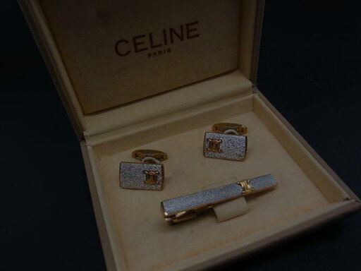 ■美品■ CELINE セリーヌ ネクタイピン カフスボタン カフリンクス 紳士 ビジネス メンズ シルバー系×ゴールド系 DY0074 冠婚葬祭 結婚式 葬式 ■美品■ CELINE セリーヌ ネクタイピン カフスボタン カフリンクス 紳士 ビジネス メンズ シルバー系×ゴールド系 DY0074 冠婚葬祭 結婚式 葬式