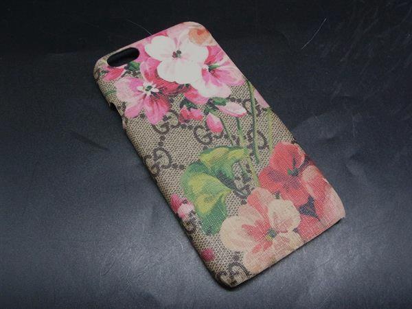 GUCCI グッチ レザー フローラ GG柄 iPhone6/6S対応 アイフォンケース スマホケース ブラウン系×マルチカラー DM0689