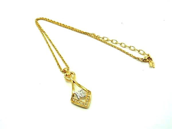 ■美品■ NINA RICCI ニナリッチ ラインストーン ネックレス ペンダント アクセサリー レディース ゴールド系×クリア DY0817
