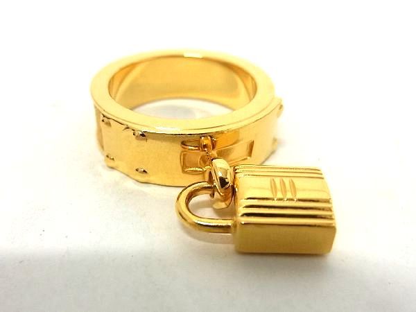 ■極美品■ HERMES エルメス ケリー カデナモチーフ スカーフリング スカーフ留め アクセサリー ゴールド系×イエロー系 AR4603