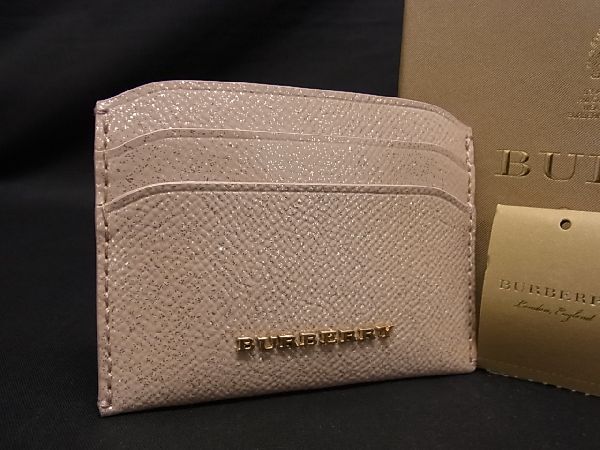 バーバリー 名刺入れ ■新品同様■ BURBERRY バーバリー イジー レザー グリッター カードケース 名刺入れ レディース ピンク系 BD6493