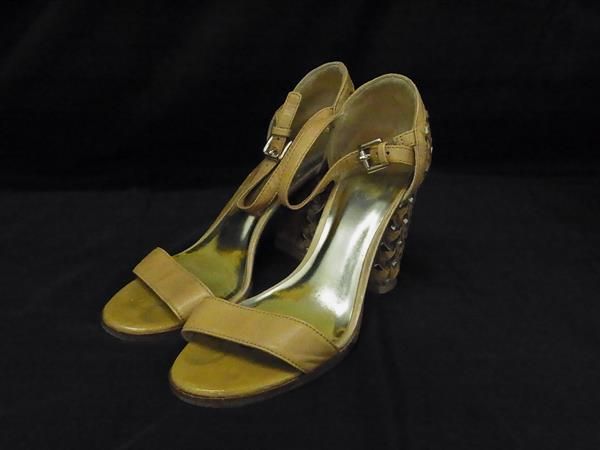 COACH コーチ レザー ヒール サンダル 表記サイズ 38 (約25cm) 靴 シューズ レディース ブラウン系 DJ0802