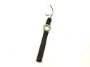 BVLGARI ブルガリブルガリ レザー ストラップ キーホルダー チャーム メンズ レディース ブラック系×シルバー系 DJ3347