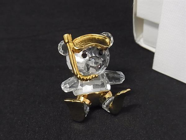 ■美品■ SWAROVSKI スワロフスキー ベア くま ピンブローチ ピンバッチ クリア×ゴールド系 DL8097