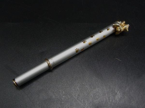 ■美品■ MIKIMOTO ミキモト 本真珠 パール約2mm くま ボールペン 筆記用具 文房具 ステーショナリー シルバー系×ゴールド系 DM0718