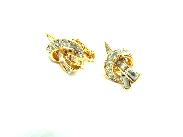 NINA RICCI ニナリッチ ラインストーン クリップ式 イヤリング アクセサリー レデ...