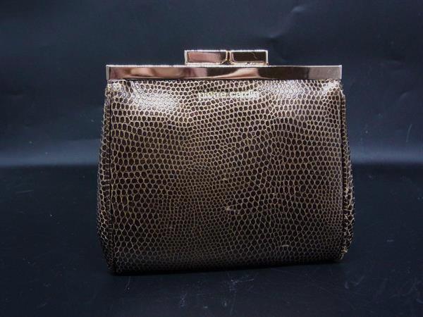 Other - pierre cardin ピエールカルダン リザード型押しレザー がま口 コインパース コインケース 小銭入れ ブラウン系×ゴールド系 DM8703