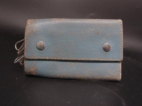 HERMES エルメス セリエ レザー シルバー金具 キーケース 鍵入れ □J刻印 ブルー系 DM0798