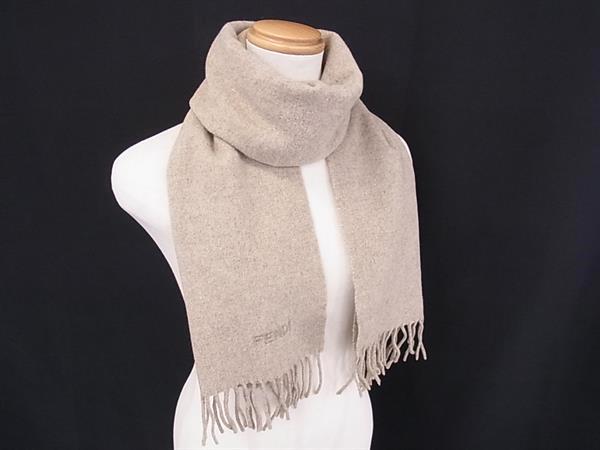 FENDI フェンディ フリンジ マフラー ストール ショール 防寒具 メンズ レディース ベージュ系 DM2301