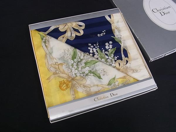 乐天商城 - ■美品■ ChristianDior ディオール コットン100％ ポケットチーフ レディース 2点セット アイボリー系×イエロー系 DM2328
