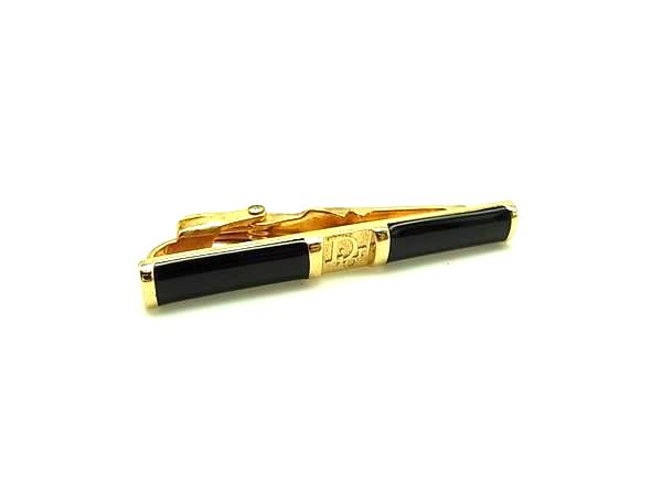 ■美品■ ChristianDior クリスチャンディオール タイクリップ ネクタイピン アクセサリー メンズ ブラック系×ゴールド系 DM0443(4.0)