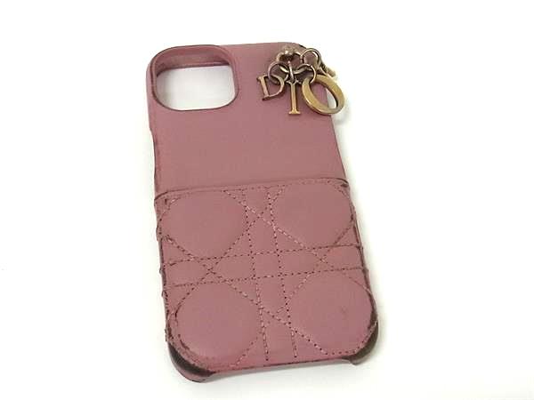 ChristianDior ディオール レディディオール カナージュ レザー iPhone15 Pro 対応 アイフォンケース スマホケース ピンク系 BK6987(4.0)
