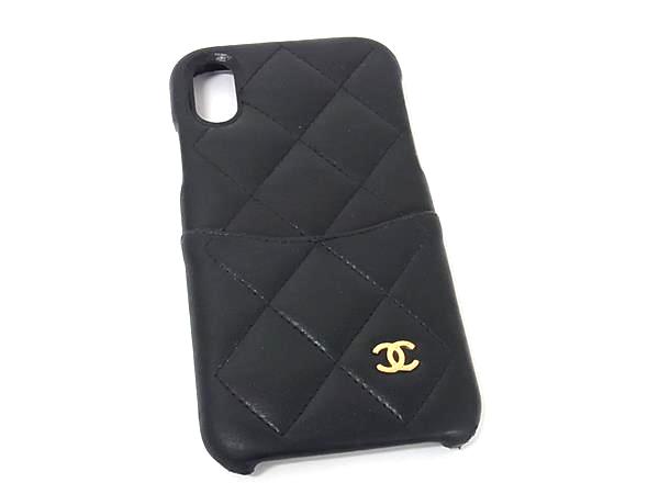 CHANEL シャネル ココマーク マトラッセ レザー iPhoneX/XS 対応 アイフォン スマホケース ブラック系 BK7700