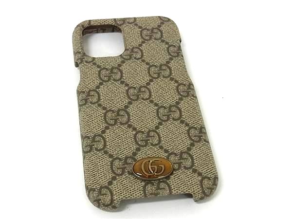 ■極美品■ GUCCI グッチ668404 GG柄 PVC iPhone 12 mini対応 アイフォンケース スマホケース ブラウン系 BM7754