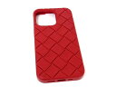 ■美品■BOTTEGA VENETA ボッテガヴェネタ イントレチャート ラバー iPhone14Pro対応 アイフォンケース スマホケース レッド系 FH7346