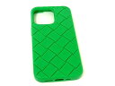 ■美品■ BOTTEGA VENETA ボッテガヴェネタ イントレチャート ラバー iPhone14pro 対応 アイフォンケース グリーン系 BK9568