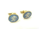 ■美品■ WEDGWOOD ウェッジウッド ジャスパー カフス カフリンクス アクセサリー レディース メンズ ブルー系×ゴールド系 DF2110 冠婚葬祭 結...