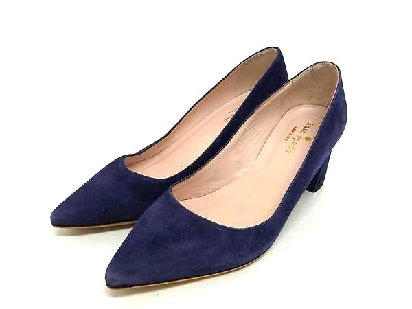 樂天商城 - ■美品■ kate spade ケイトスペード スエード パンプス 表記サイズ 5 (約22.0cm) 靴 ヒール シューズ ネイビー系 DG5139