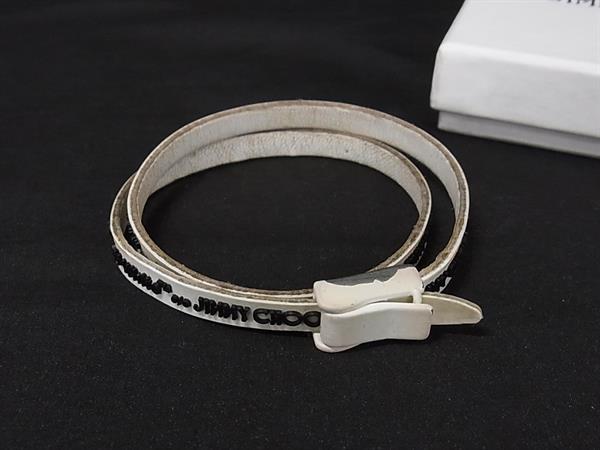 JIMMY CHOO ジミーチュウ Off-Whiteコラボ レザー×ラバー 2連 ブレスレット チョーカー アクセサリー アイボリー系 DL8505