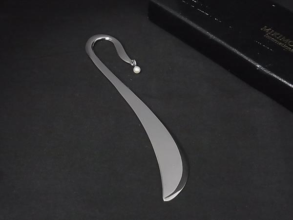 ■新品同様■ MIKIMOTO ミキモト 本真珠 アコヤ真珠 パール 約4mm ブックマーク ブックマーカー 栞 しおり シルバー系 DL8704