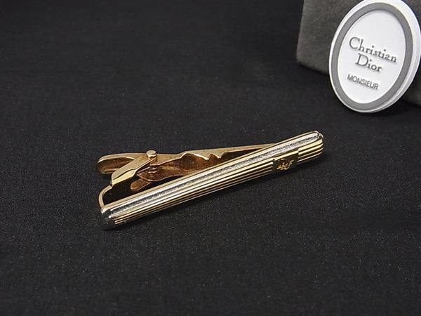 ■美品■ ChristianDior クリスチャンディオール ヴィンテージ ネクタイピン タイクリップ アクセサリー メンズ ゴールド系 DL8925