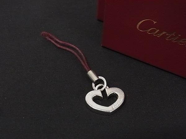 Cartier カルティエ Cハート ストラップ キーホルダー バッグチャーム アクセサリー レディース シルバー系×レッド系 DM3360