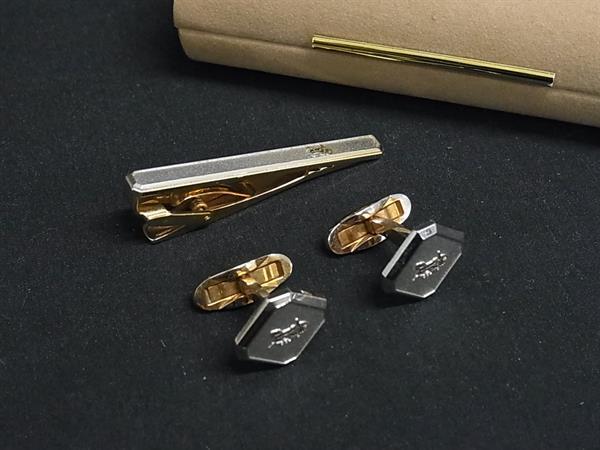 CELINE セリーヌ カフスボタン カフリンクス ネクタイピン アクセサリー 2点セット ビジネス 紳士 メンズ シルバー系 DM3498