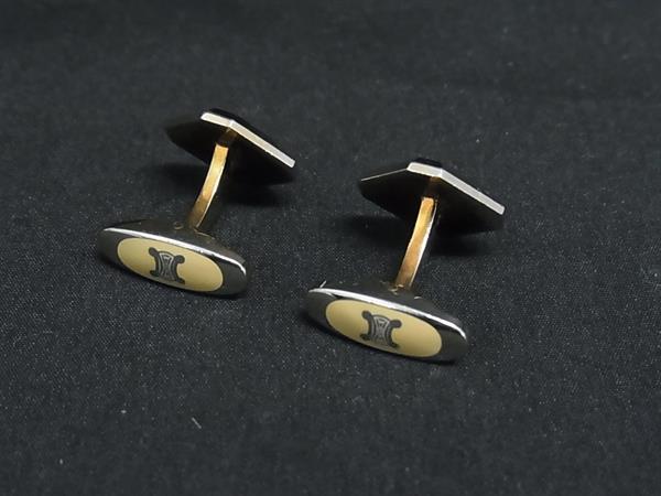 CELINE セリーヌ カフスボタン カフリンクス ネクタイピン アクセサリー 2点セット ビジネス 紳士 メンズ シルバー系 DM3498 3