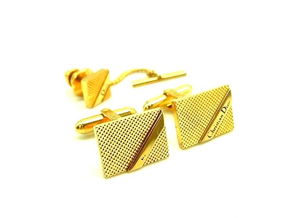 乐天商城 - ChristianDior クリスチャンディオール カフスボタン カフリンクス ネクタイピン アクセサリー 2点セット ゴールド系 DM0464