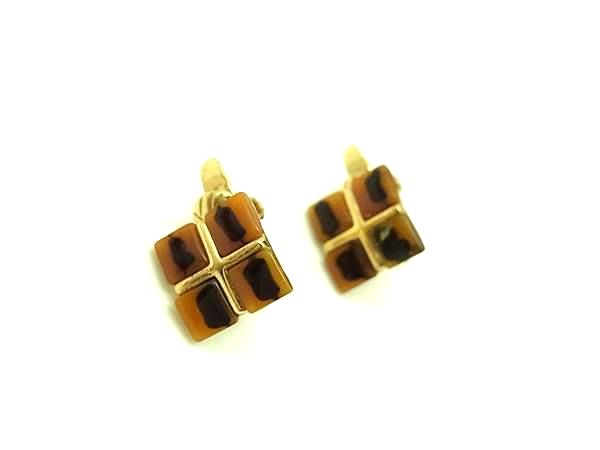 MONET モネ クリップ式 イヤリング アクセサリー レディース ブラウン系×ゴールド系 DM0476