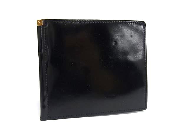 M - ■美品■ HICKOK ヒコック コードバン 二つ折り 財布 ウォレット 札入れ メンズ ブラック系 DD9706