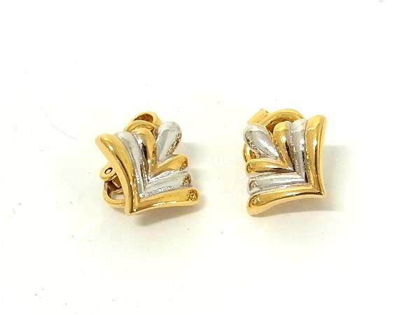 ■美品■ NINA RICCI ニナリッチ クリップ式 ピアス アクセサリー レディース ゴールド系×シルバー系 DJ8398