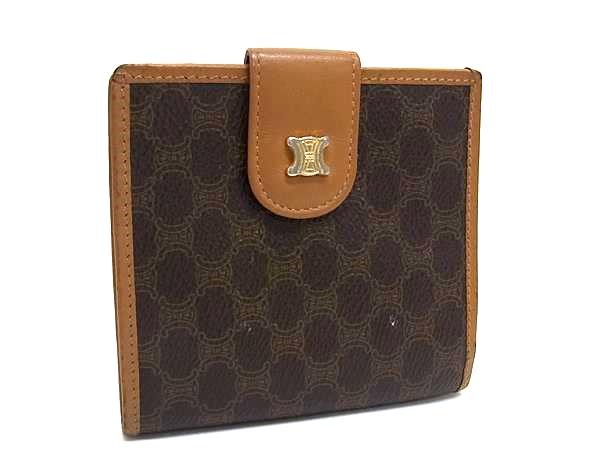 【極美品】セリーヌ マカダム柄 キャンバス ベージュ ピンク 三つ折り財布108 極美品】セリーヌ マカダム柄 キャンバス ベージュ ピンク 三つ折り