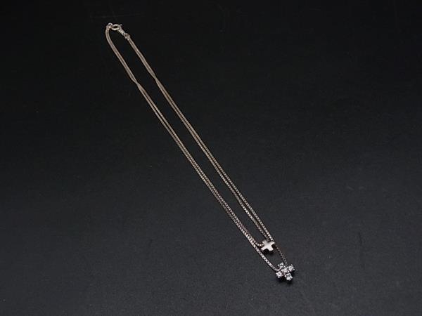 乐天商城 - 4℃ ヨンドシー SV925 ラインストーン クロス 2連 ネックレス ペンダント アクセサリー レディース シルバー系 DM0532