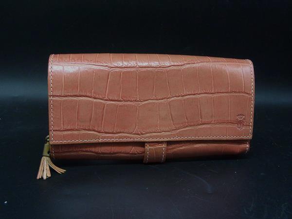■美品■ Felisi フェリージ クロコダイル型押しレザー 二つ折り 長財布 ウォレット 札入れ 小銭入れ オレンジ系 DM2947