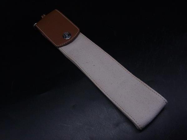 ■美品■ TORY BURCH トリーバーチ キャンバス×レザー カラビナ付 ポーチ マルチケース ベージュ系×ブラウン系 DM2953