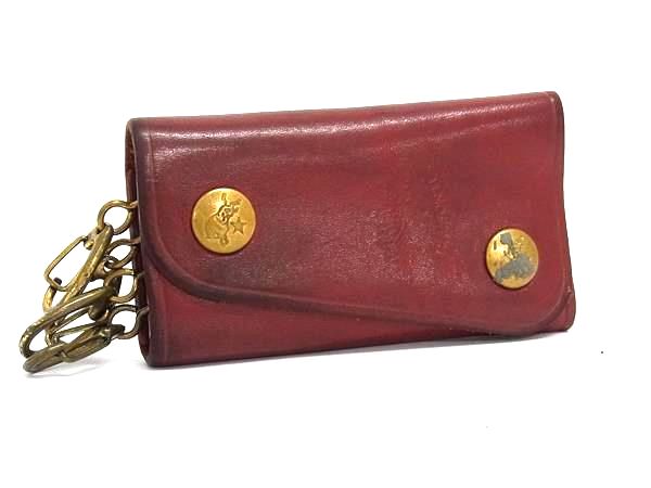 IL BISONTE イルビゾンテ レザー 4連 キーケース 鍵入れ レディース メンズ レッド系 DJ5969