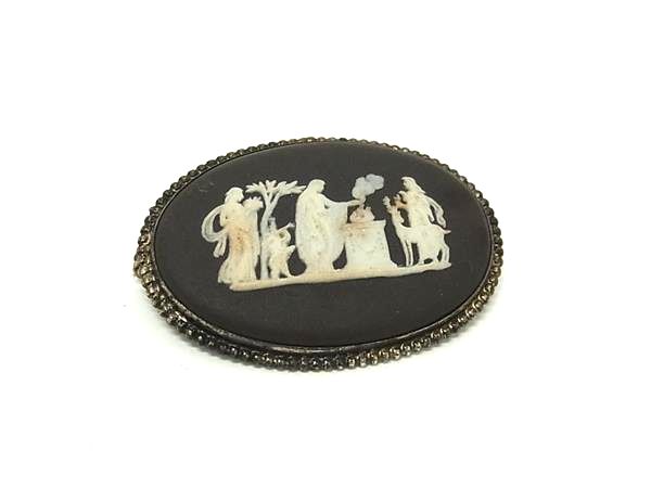 WEDGWOOD ウェッジウッド ジャスパー ピンブローチ ピンバッジ アクセサリー レディース メンズ ブラック系×シルバー系 DJ7182