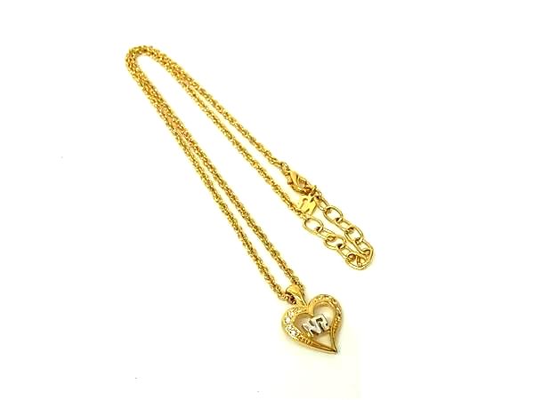 Pearl White - ■極美品■ NINA RICCI ニナリッチ ハート ラインストーン ネックレス ペンダント アクセサリー レディース ゴールド系 DJ7209