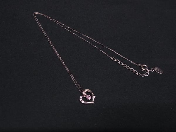 Pink Gold - ■美品■ 4℃ ヨンドシー SV925 ラインストーン ハート ネックレス ペンダント アクセサリー レディース ピンクゴールド系 DJ7240