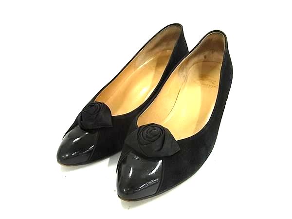 Burberrys バーバリーズ スエード×パテントレザー ヒール パンプス 表記サイズ23 1/2 (約23.5cm) 靴 レディース ブラック系 DK3259