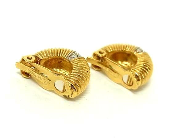 pleasure-Store 楽天市場店の■美品■ NINA RICCI ニナリッチ ラインストーン クリップ式 イヤリング アクセサリー レディース ゴールド系 DK6055｜アングル2
