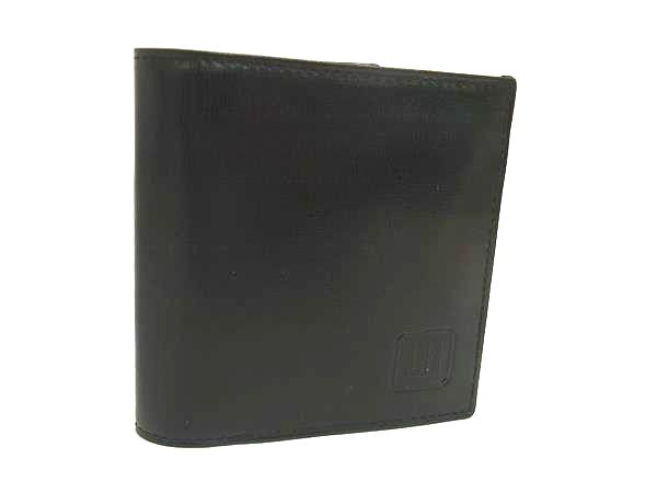■美品■ dunhill ダンヒル レザー 二つ折り 財布 ウォレット 札入れ 小銭入れ メンズ ブラック系 DM4183