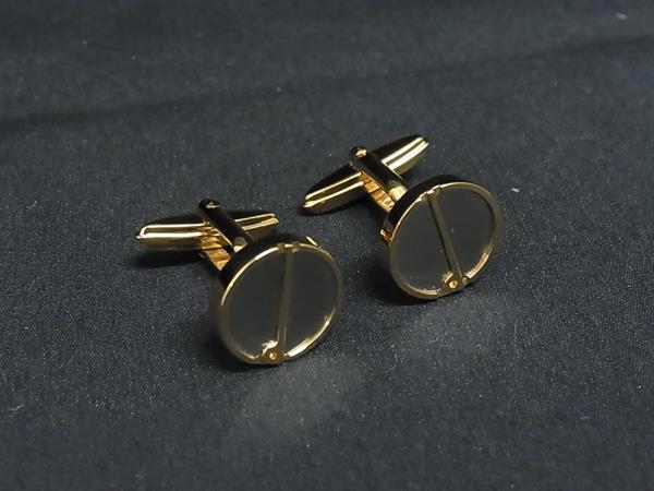 ■美品■ dunhill ダンヒル カフスボタン カフリンクス アクセサリー ビジネス 紳士 メンズ グレー系×ゴールド系 DN0268